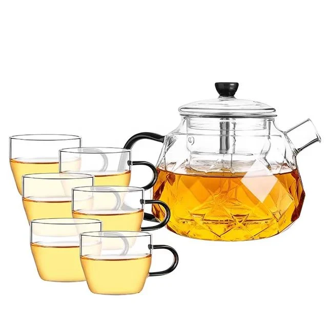 Classical Craft Glass Tea Pot High Borosilicate Tea Pot Heat Resistant Glass Tea Pot with Infuser