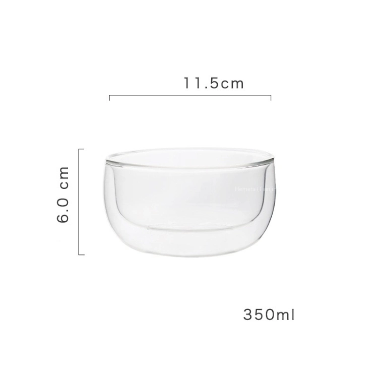 350ml Transparent Borosilicate Double Wall Glass Salad/ Dessert Bowl for Home Use