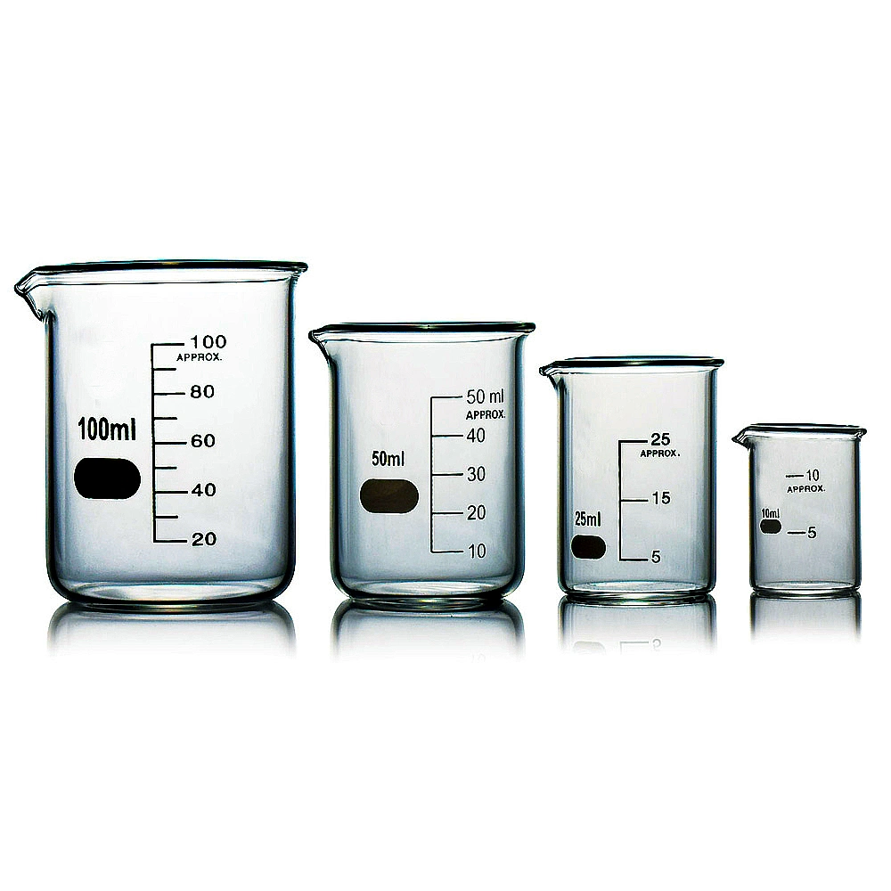 Laboratory Glassware Clear Borosilicate Graduated Beaker Glass Measuring Cup