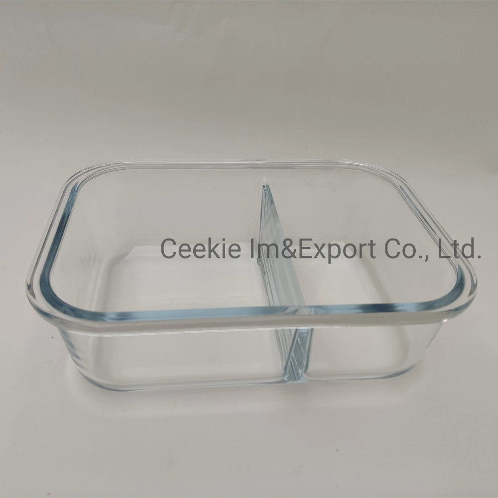 Food Container Microwaveable Oven Safe Borosilicate Glass Lunch Box Travel Glassware with Partition