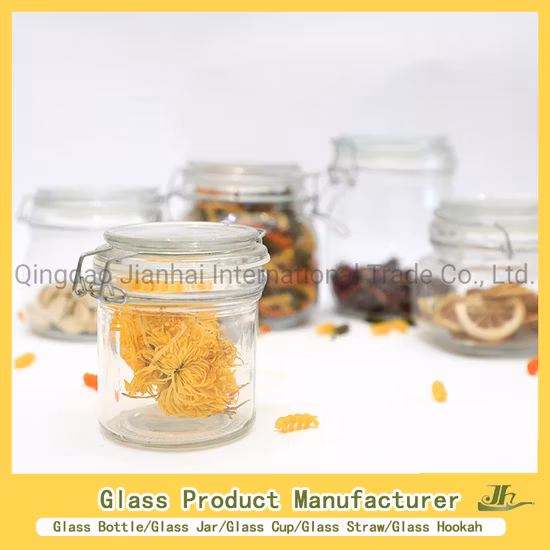 Hexágono de alto borosilicato personalizado, cuadrado, redondo, miel/mermelada/pepinillo/café/vela/albañil/pudín/yogurt/té/clip de almacenamiento de alimentos de cocina